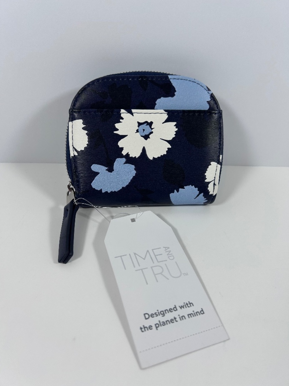 Blue/Black/White "FLORAL" utility Wallet/Coin/Cardholder No Boundaries Zip-(NEW)